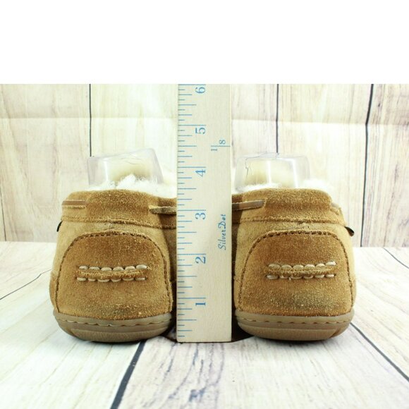 LL Bean Brown Suede Wicked Good Shearling Lined Moccasin Slippers Size 11 M - Picture 5 of 9